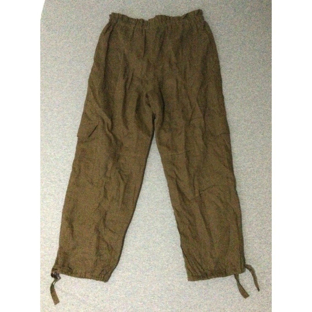 Magaschoni deep olive women SZ Large 100% Linen pants - Picture 9 of 15
